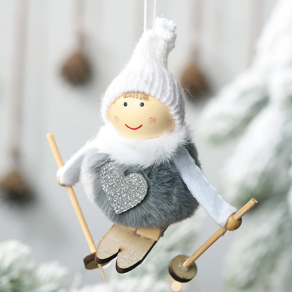 Рождественские елочные украшения, милые куклы-ангелы, рождественская елка, подвесные украшения, Noel Deco, Рождественское украшение для дома,, детские подарки - Цвет: Grey