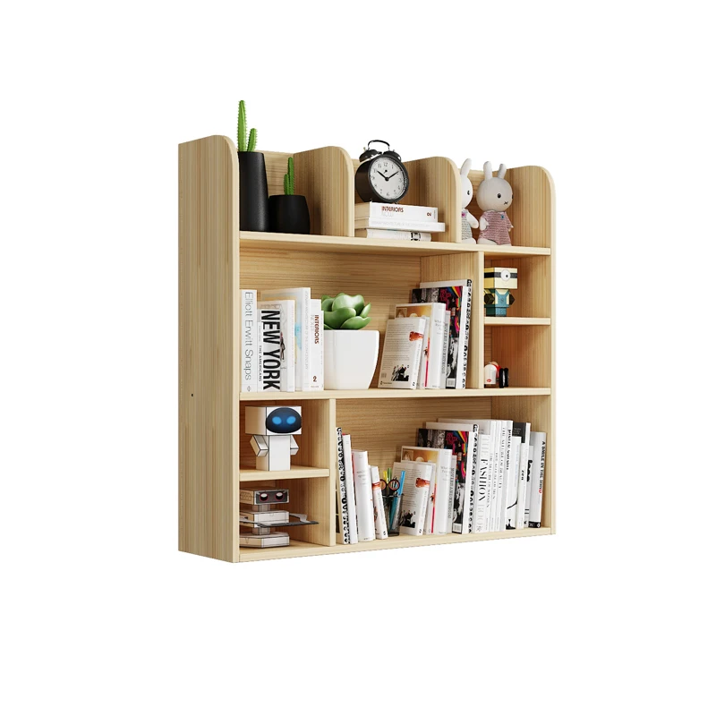 

Custom solid wood table shelf student with simple small bookshelf storage rack multi-layer bookcase desktop desk bay window rack