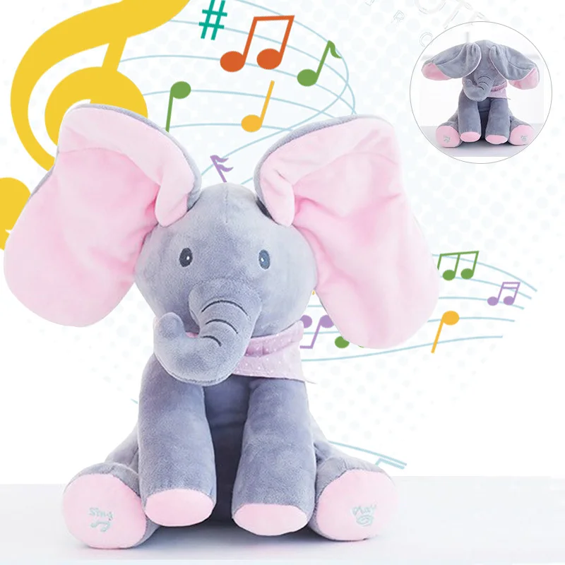 Juguetes de felpa educativos para niños, música eléctrica con forma de elefante, relajantes, se moverá