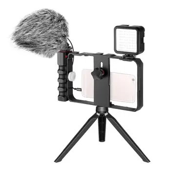 

Neewer Smartphone Camera Video Micphone Rig Kit, Phone Video Stabilizer Grip with Video Microphone, Mini LED Video Light