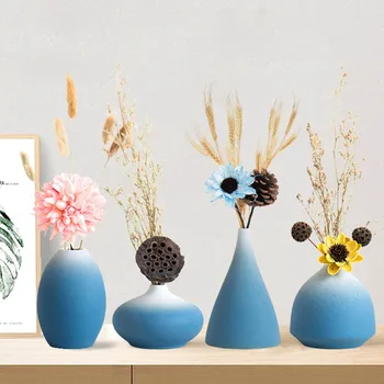 

Modern Style Gradient Blue White Ceramic Vase with Dried Flower Set Creative Wedding Gift Home Table Decoration Vase Art Crafts