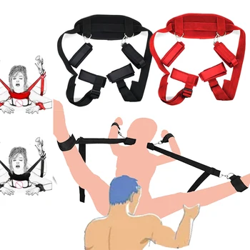 Adult Games Handcuffs For Sex Open Leg Ankle Neck Cuff Strap Restraints Sex Toys For Woman Couples Slave Erotic BDSM Bondage Set 1