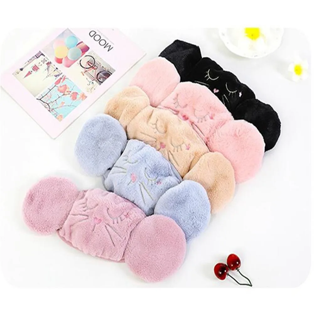 Women 2 in 1 Warm Mask Earmuffs Cartoon Cat Autumn Winter Keep Warm Cold protection Thicken Plush Riding Outdoor Wear warm earmuffs fur earmuffs