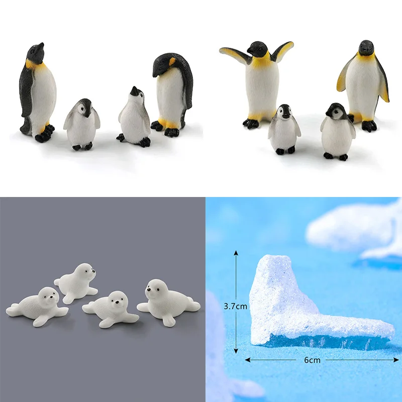 Christmas Penguin Rabbit Squirrel Cat Dog Cow Pig Animal Model Action Figure 4pc Cake Decoration Toy Set Children Doll House for action figure
