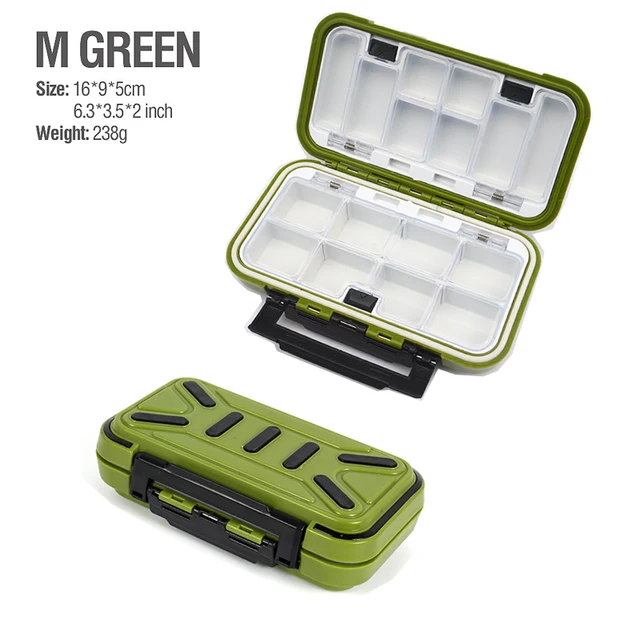 2021 Fishing Waterproof Fishing Tackle Box Double-Sided Opening and Closing Bait Box Multifunctional Hook and Bait Accessory Box M-green-B