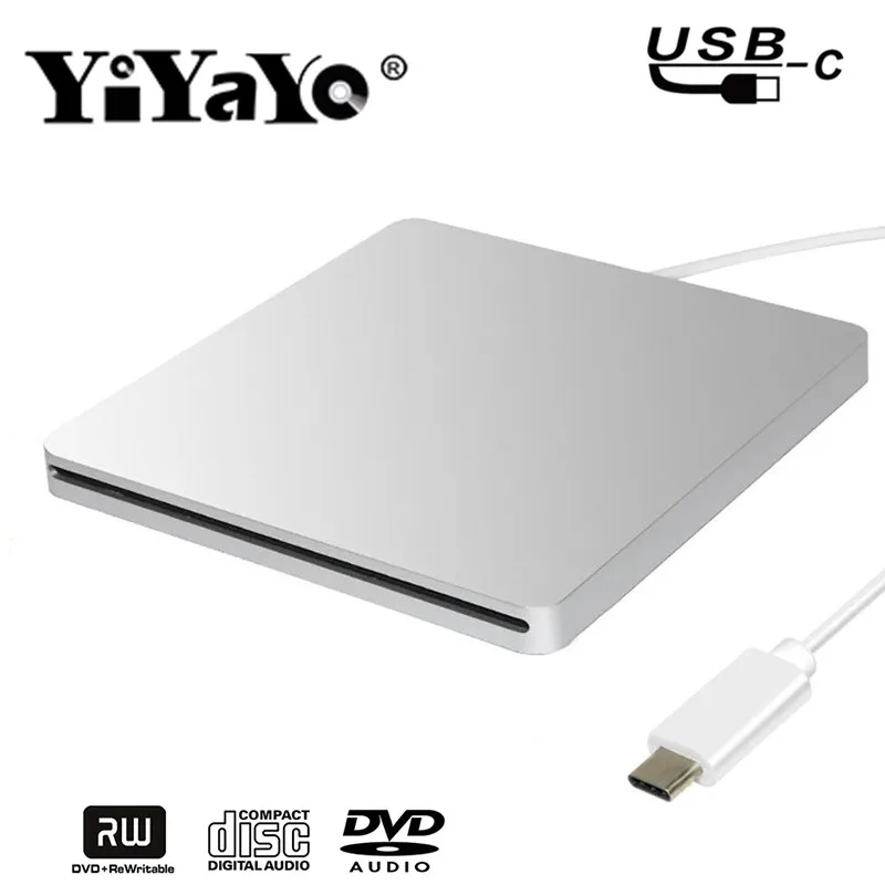 YiYaYo Тип C USB 2 0 внешний DVD привод Оптический RW горелка Писатель CD ROM плеер для