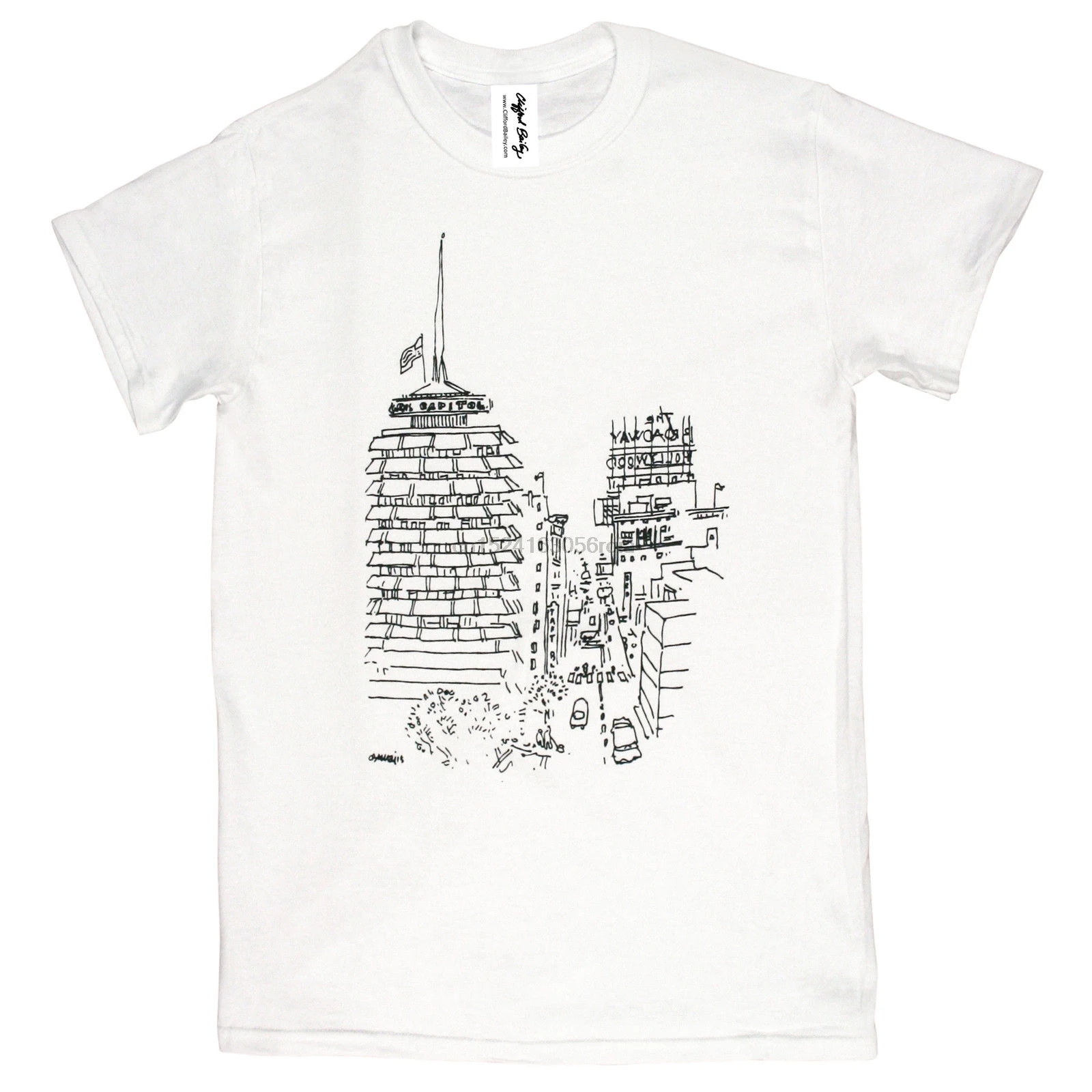 Clifford Bailey Limited Edition Sketch T shirt LA Capitol Records Building | Мужская одежда