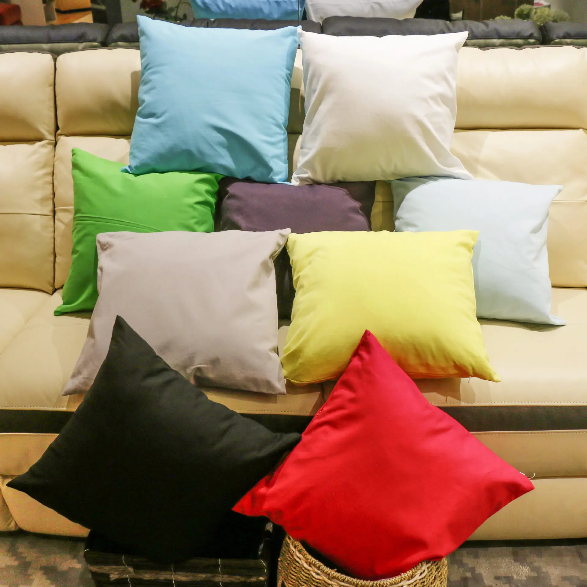 

Manufacturer's direct selling pure pigmented pure cotton canvas pattern between pillows office pillow cushion cover sleeve