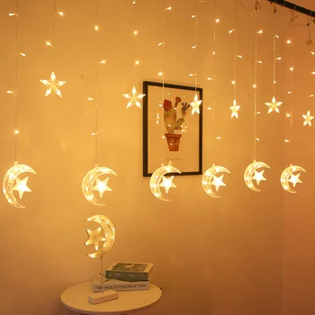 

LED Curtain String Light 8 Mode Star Moon Fairy Lamp Plug Decorative Night Light Party Wedding Decorative Fairy Lights