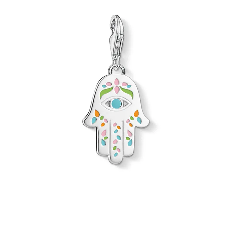 

Mexico Fatima Hand Evil Eye Pendant Charms for Charm Bracelets Necklaces Blue Silver 925 DIY Jewelry Accessories Women Men