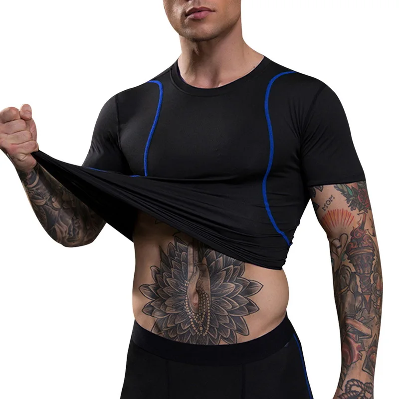 Спорт Бег Baselayer Корректирующее спортивное белье рубашка боди футболка мужская майка для бега рубашка Shaper Мужская Фитнес тренажерный зал рубашка с коротким рукавом