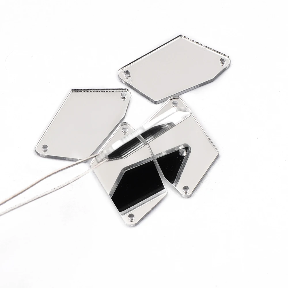 17x32mm YANRUO, 30 шт., смешанные формы, Белый Акрил, зеркальное шитье, платье со стразами, с плоской задней частью, с отверстиями, для обуви, платье - Цвет: 17x32mm
