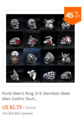 Retro Mens Rings 316L Stainless Steel For Male Boyfriend Biker Jewelry Golden Blue CZ Crystal Stones Skull Eagle Ring 2021 New