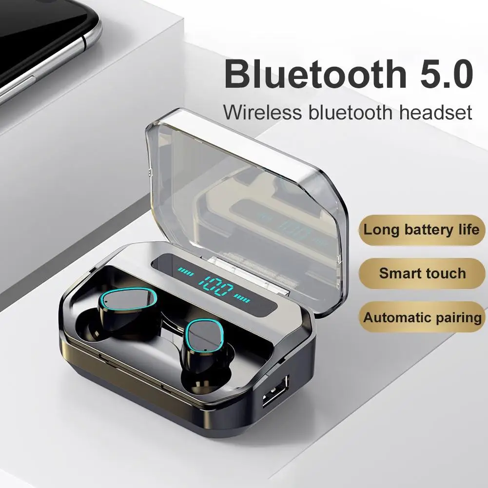 TWS Bluetooth 5 0 Earphones 2200mAh Charging Box Wireless Headphone 9D Stereo Sports Waterproof In Ear Earbuds Handsfree Headset
