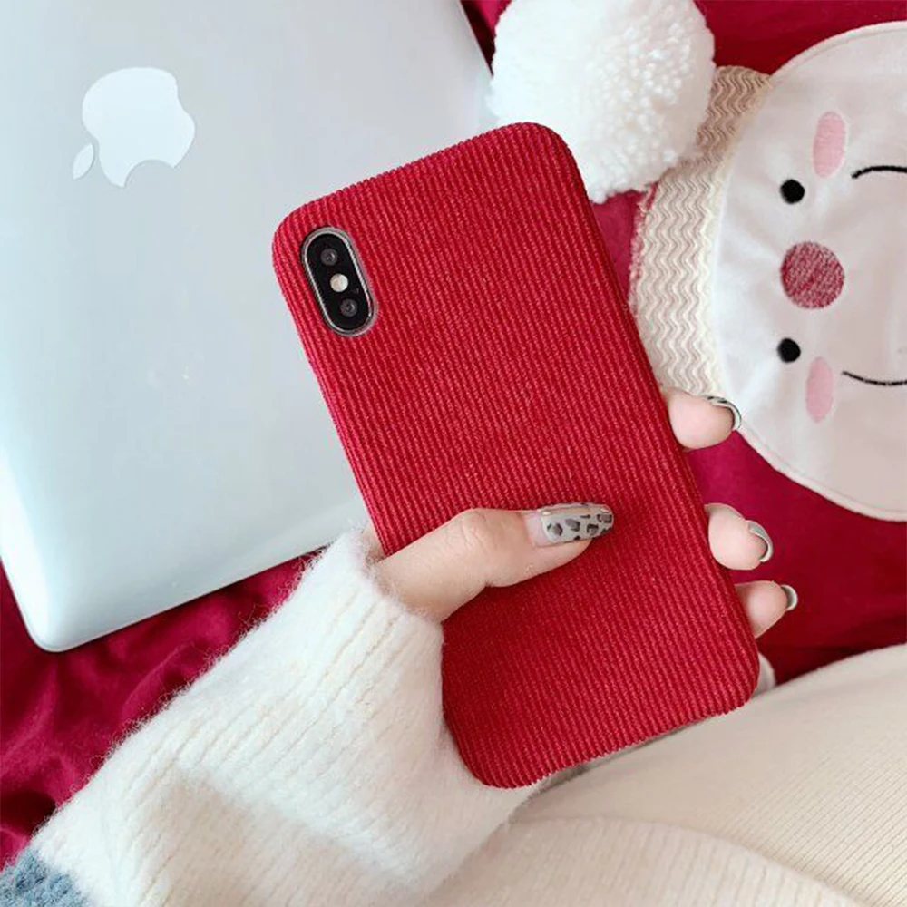 Модный красный тонкий чехол для телефона iPhone 11 Pro X XR XS Max мягкая Вельветовая ткань