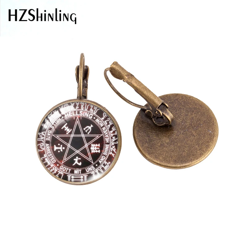 Bronze Clip on pentagram earrings