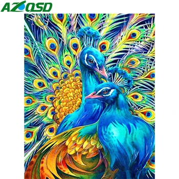 

AZQSD 5d Diamond Painting Peacock Full Square Diamond Embroidery Animal Handmade 5d Diy Rhinestones Gift Home Decor Needlework