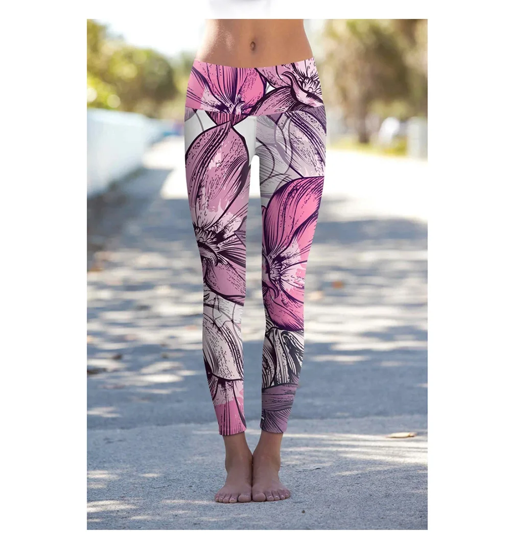 Workout leggings Slim Butterfly Daisy Leaf Lemon Digital Print Leggings Women Sporting Pants Fashion Womens Fitness Leggings