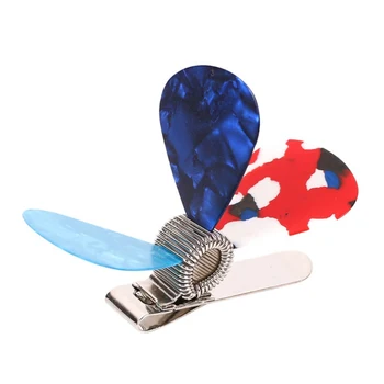 

Universal Guitar Picks Holder Clip Metal Spring Pick Holder Organiser Musical Instrument Accessory ZX00