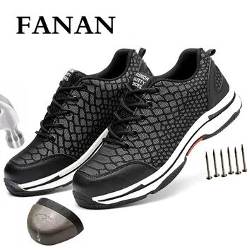 

FANAN 2020 Fashion Work Safety Shoes Steel Toe Anti-smashing Puncture-Proof Boots Lightweight Breathable Work Boots Big Size 48