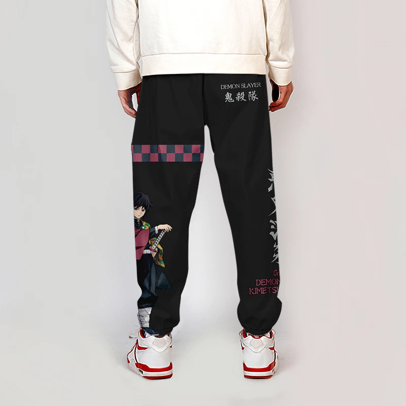 WAWNI 3D Anime Japanese Cargo Pants Harajuku Streetwear Demon Slayer: Kimetsu no Yaiba Elastic Waist Harem Hip Hop Joggers Pants