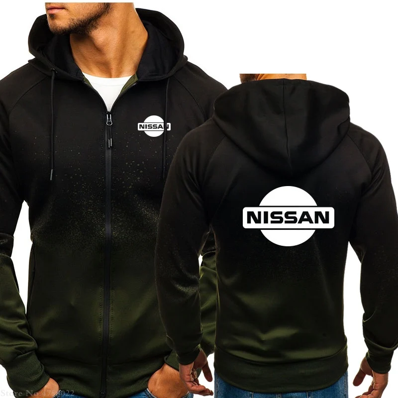 Армейский зеленый Толстовка мужская брендовая одежда на молнии мужская Nissan Sweashirt толстовки дизайн мужские куртки с длинным рукавом - Цвет: Армейский зеленый