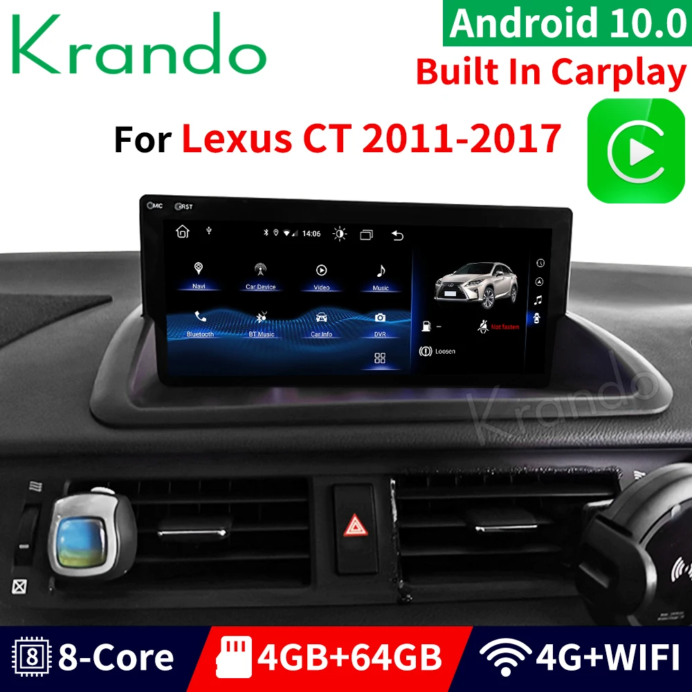 Автомобильный радиоплеер Krando Android 9. 0 4G 64G 10 ''для Lexus CT 25-2011 gps-навигация
