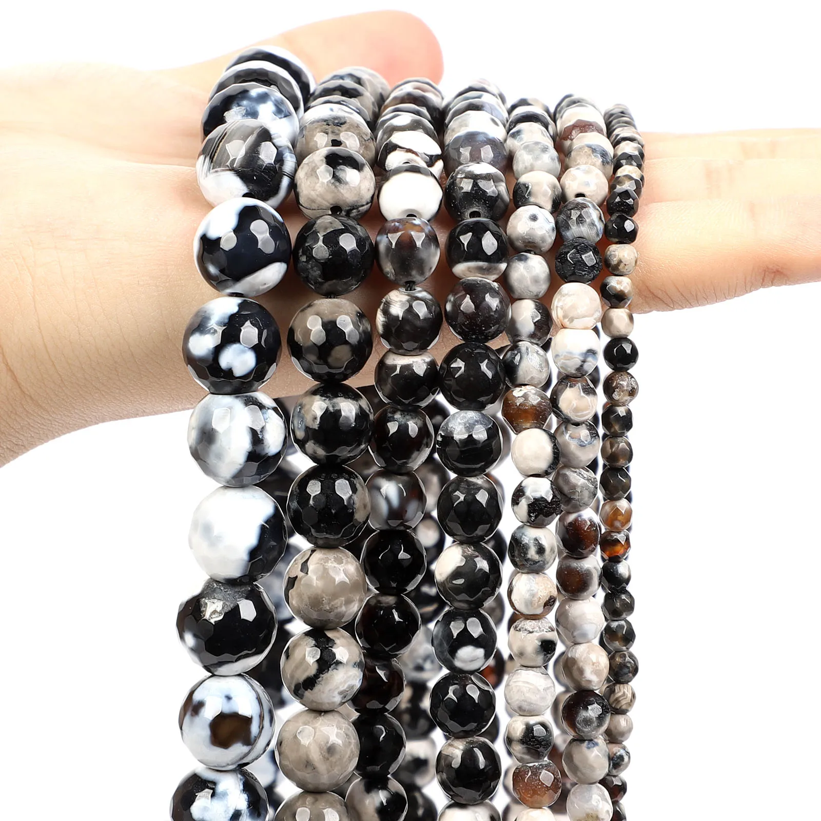 Black Onyx Faceted Round Beads - 10mm (Sold Per Strand