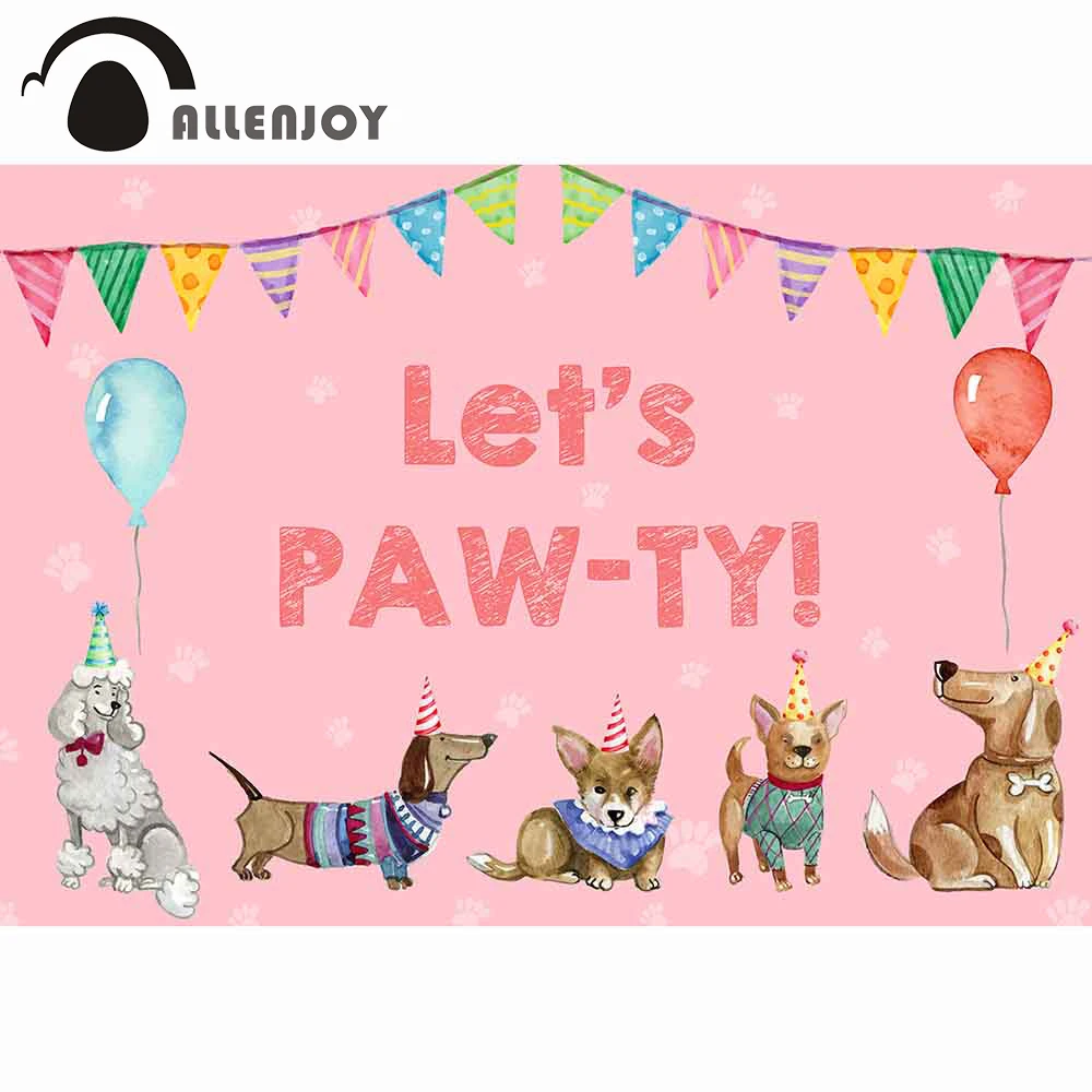 Allenjoy фон для дня рождения детей собак шары Baby Shower вечерние красочные баннер флаг