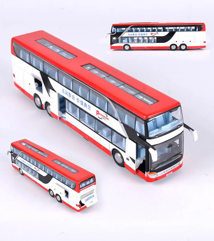 Моделирование двухэтажный автобус модель, горячая Распродажа 1:50 путешествия автобус сплава модель, детский звук и легкие инерционные