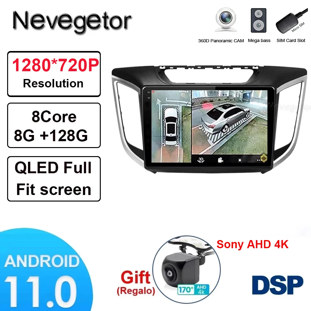 Автомагнитола на Android 11 0 для Hyundai Creta IX25 2014-2018 мультимедийный видеоплеер с