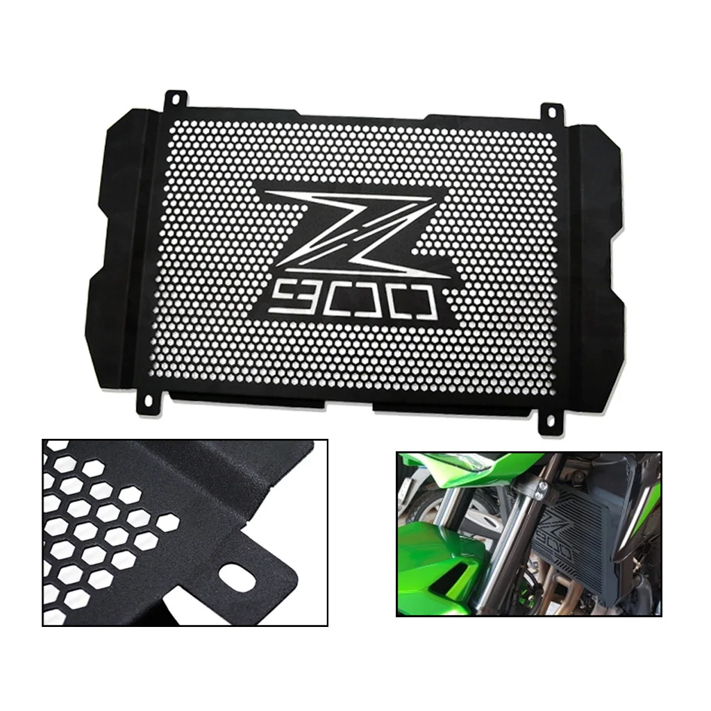 Stainless Steel Motorcycle Radiator Grille Grill Guard Protective Cover for Kawasaki Z900 Z 900 2017-2019 (Black)