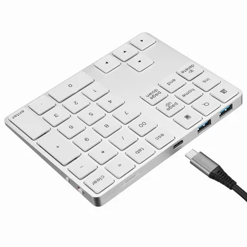

Wireless bluetooth Numeric Keyboard 34 Keys Keypad External Number Keyboard USB 3.0 HUB Pro Version Aluminum Alloy
