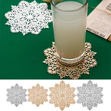 

2PCS Snowflake Hollow Placemats Irregular Dinner Table Mat Plate Dish Holder Kitchen Utensils Christmas Decor New Year 2022