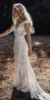 Bohemian Lace Sheath Wedding Dresses Boho Vintage Short Sleeves V-neck Backless Beach Bridal Gowns Vestido De Novia Customized 4