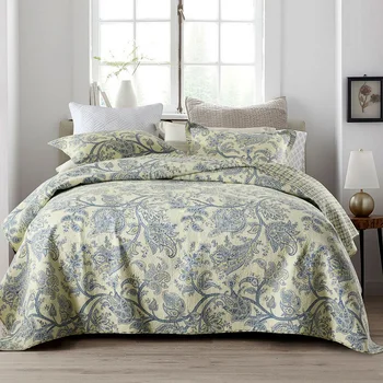 

CHAUSUB Bedspread Cotton Quilt Set 3PCS American Printed Coverlets Bed Cover Pillowcase King Queen Size Quilts Summer Blanket