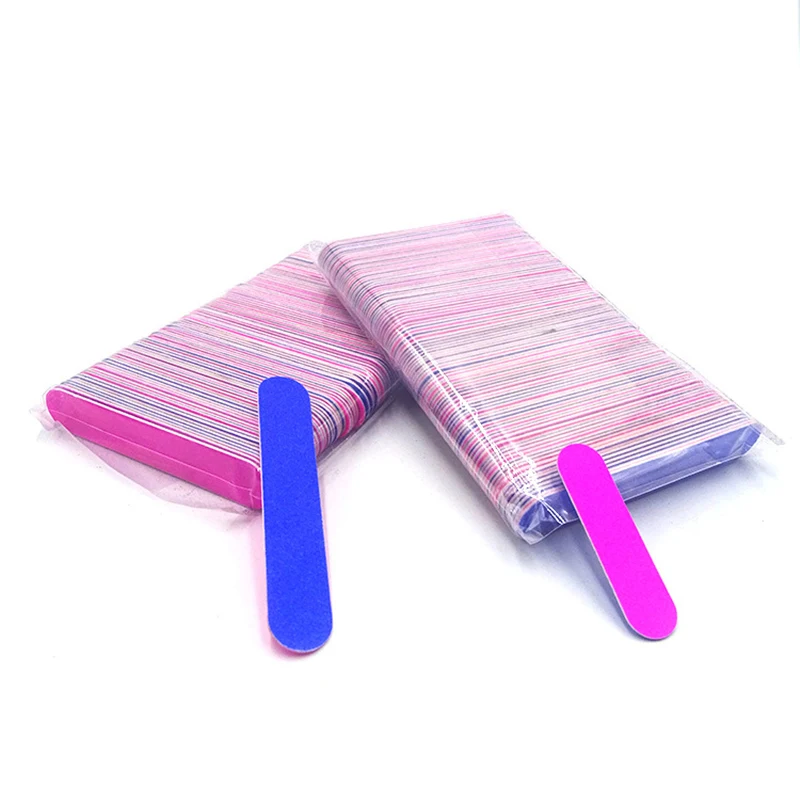 100Pcs 일회용 미니 나무 네일 파일 더블 사이드 180 매니큐어 샌딩 버퍼 스트립 연삭 연마 매니큐어 케어 도구