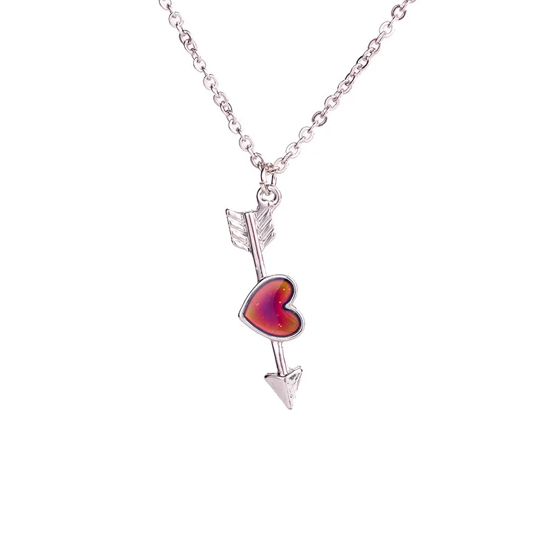 

2020 Fashion Mood Cupid's Arrow Pendant Necklace Temperature Control Color Change Love Necklace Women Jewelry Girls Gift