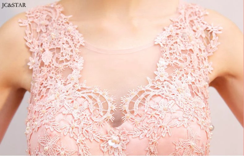 Vestido matrimonio invitada Новое Кружевное Сексуальное розовое платье подружки невесты с v-образным вырезом трапециевидной формы vestidos longo para festa свадебное платье