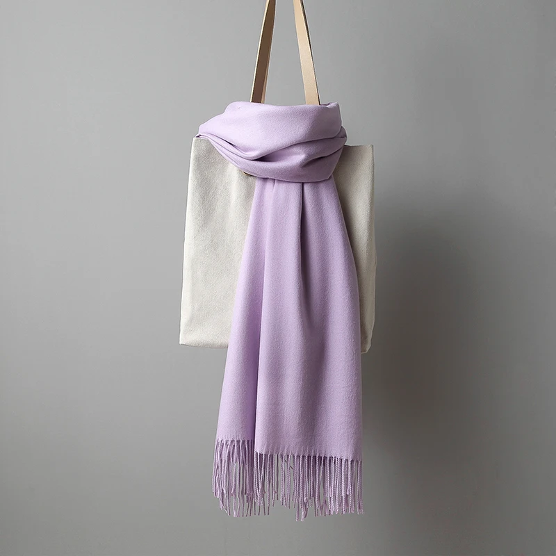Однотонные кашемировые шарфы с кисточками зима осень женский теплый тонкий длинный шарф шали Роскошная бандана для девушек