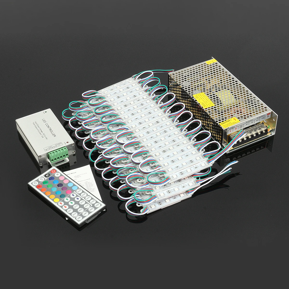 RGB SMD5050 LED Module Store Strip Light Front Window Lamp + Power Supply + Remote DC12V
