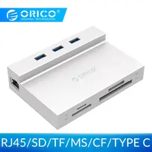 ORICO USB 3.0 HUB to Multi USB3.0 RJ45 SD/TF/MS/CF Type C Adapter Splitter Card Reader Dock Support BC1.2 Charging For Computer