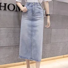 Женская длинная джинсовая юбка с высокой талией, Размеры s m L XL 2XL 3XL 4XL 5XL