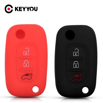 

KEYYOU 20x For Mercedes Benz Smart Fortwo 453 Forfour For Renault Megane Silicone Key Cover Replacement Key Case Alarm 3 Buttons