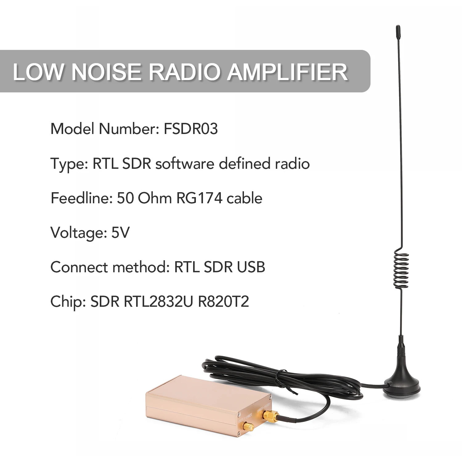 100 кГц-1,8 ГГц RTL SDR FSDR03 RTL2832U R820T2 малошумный радиоусилитель HF прием Полнодиапазонный радиоусилитель