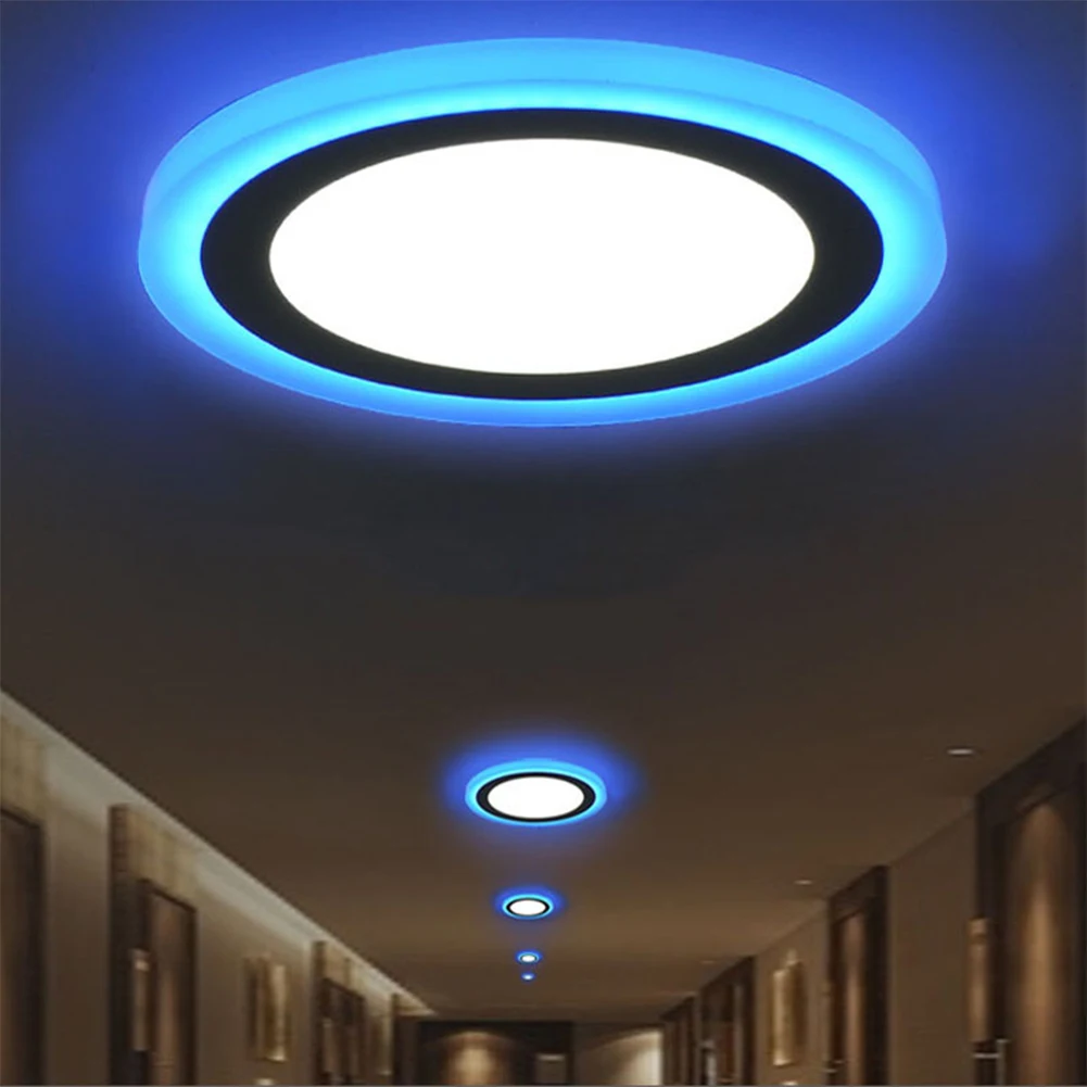 Двойной цвет акриловый круглый потолочный светодиодный встраиваемый панельный светильник для помещений, офиса, столовой, бара, светильник, крыльцо, точечный светильник