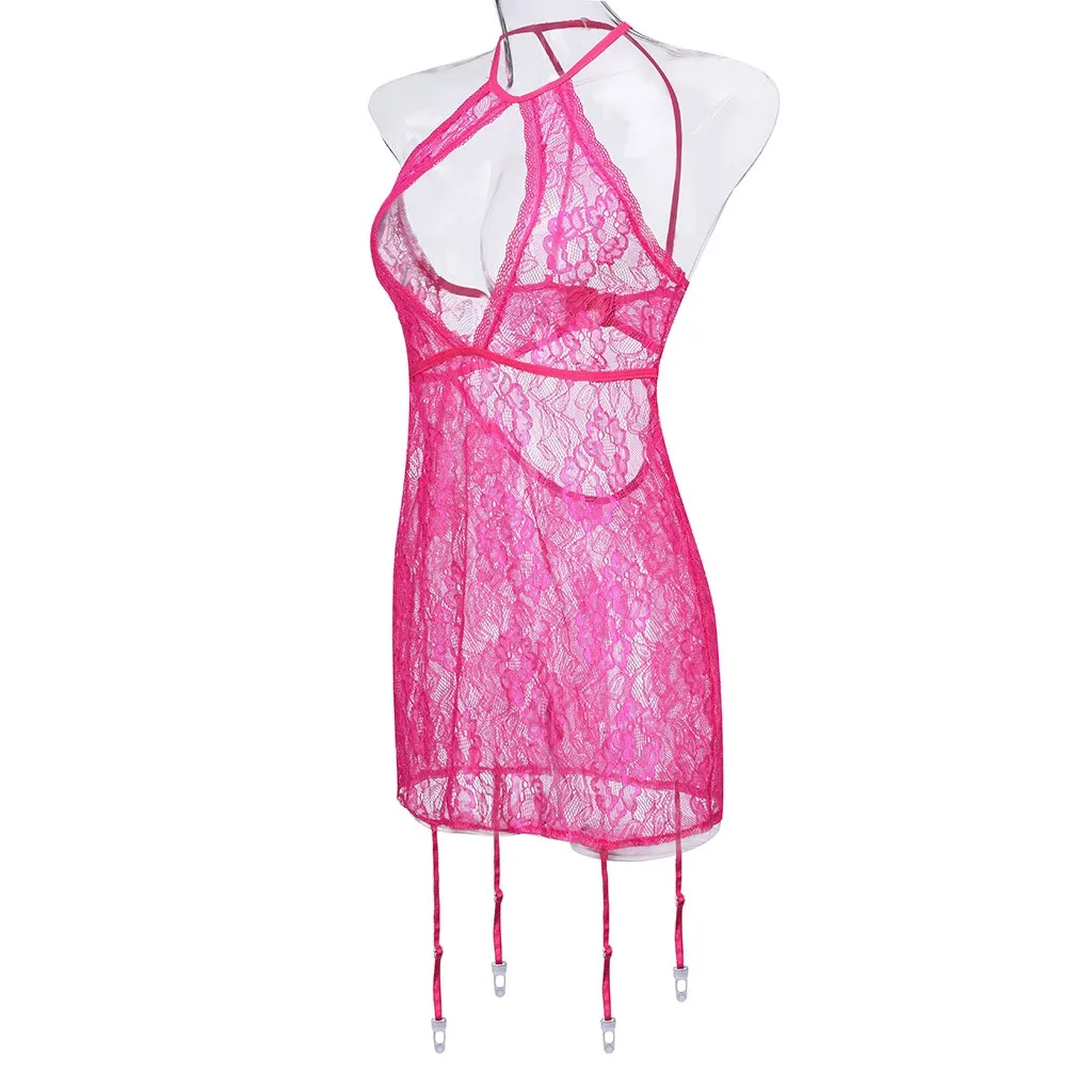 Colorful Lenceria Mujer Lingerie With G-string Plus Size Open Back Langerie Lace Babydoll Sleepwear Underwear Erotic Costumes