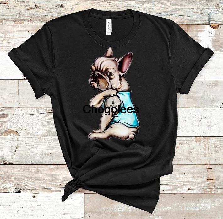 Потрясающая рубашка для любителей французского бульдога I Love Mom Tattoo Bulldog |