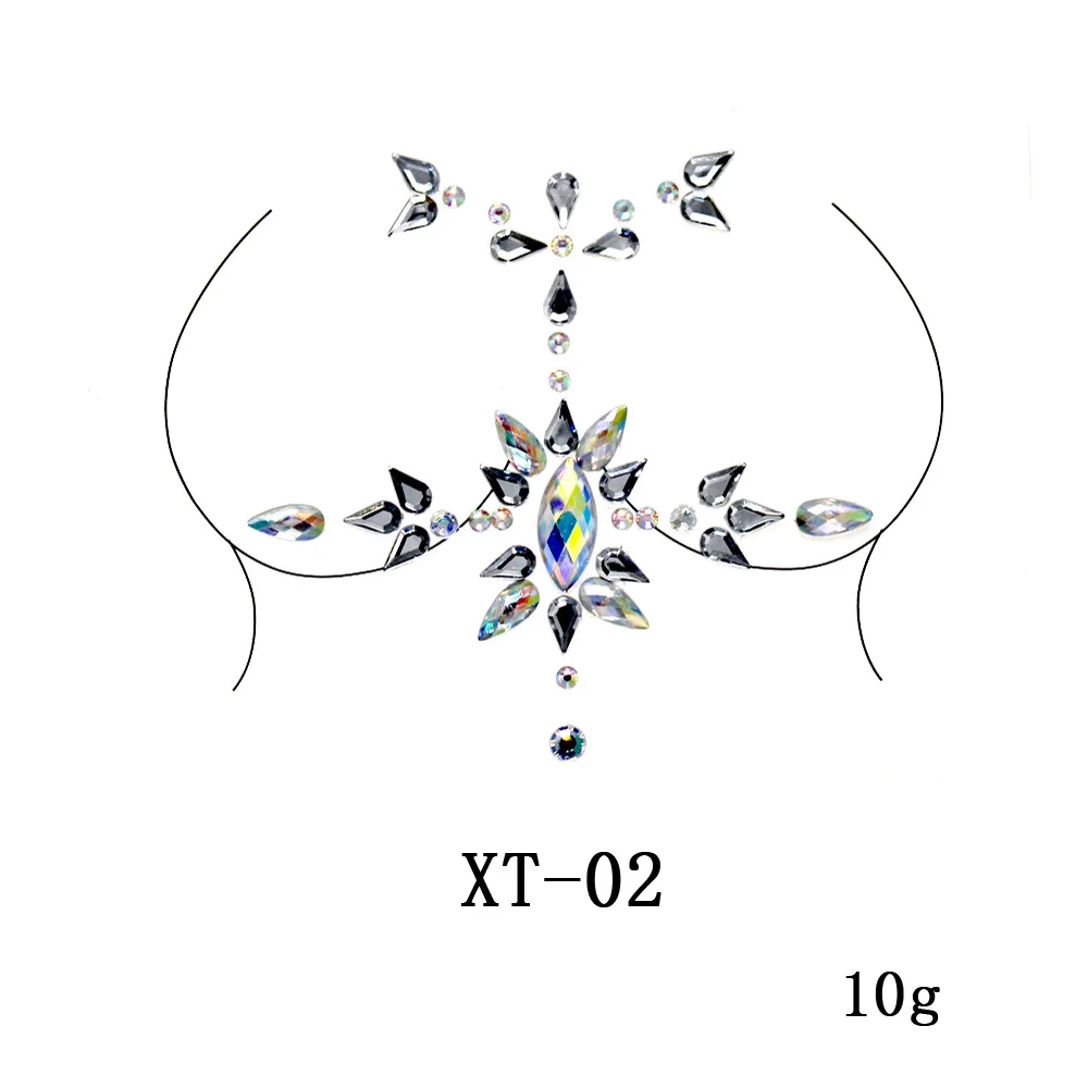 2 шт., Кристальные сексуальные украшения на грудь, Временные татуировки, стикер, 3D, сценические стразы, флеш-тату, клей, украшение на лицо, украшение на грудь, драгоценный камень, краска для тела - Цвет: 2
