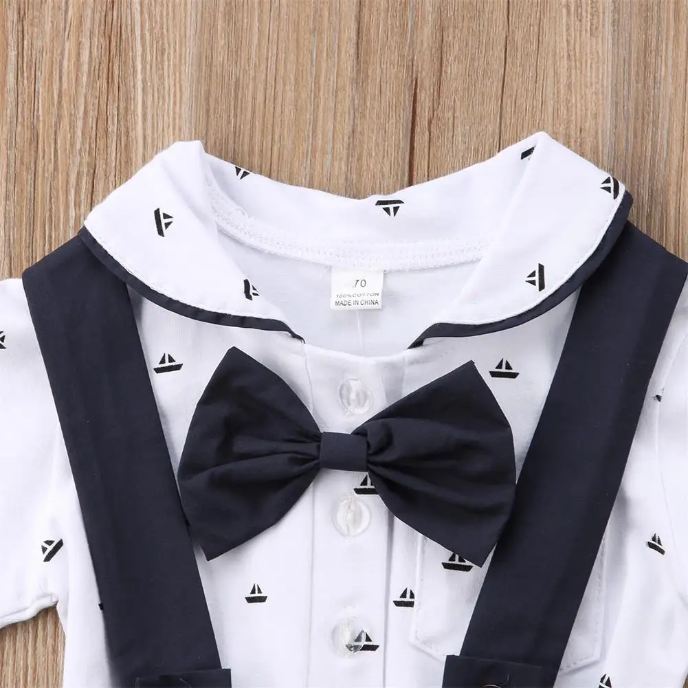 Комплект одежды для новорожденных джентльменов из 2 предметов; комбинезон с принтом для маленьких мальчиков; комбинезоны; одежда для малышей